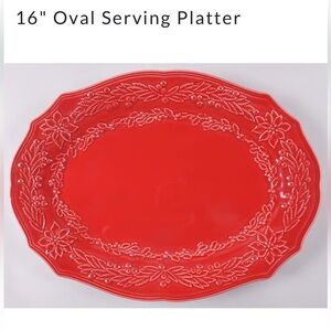 Oval Serving Platter Poinsettia (Christmas) by BORDALLO PINHEIRO 16" NWOT